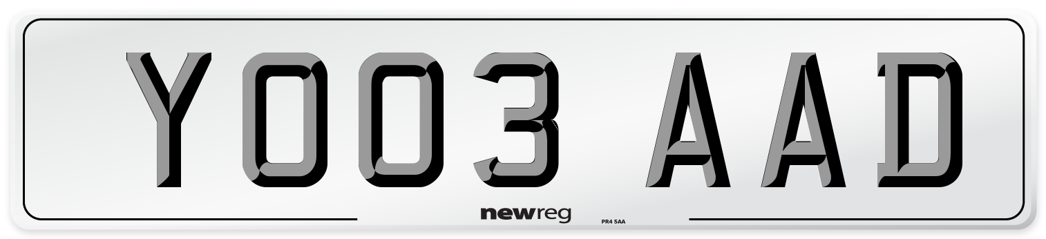 YO03 AAD Number Plate from New Reg